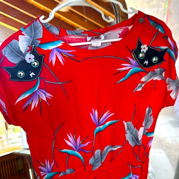 california krush Pants - Vibrant Red Floral Jumpsuit